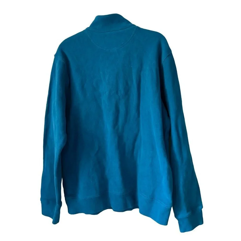 Men's Large Land's End 1/4 Zip Pullover Sweater 100% Cotton Blue